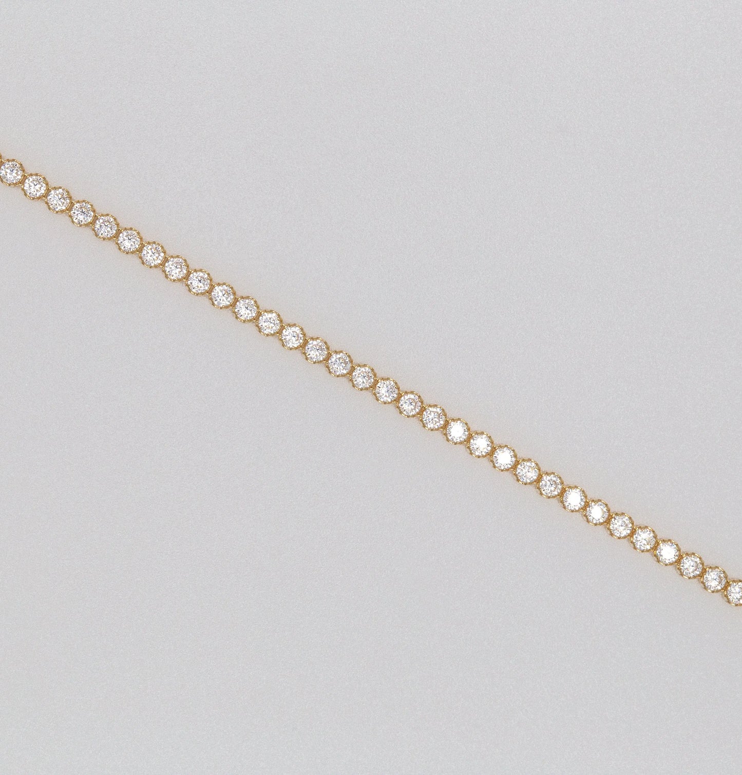 14 KT Solid Yellow Gold White Stoned Tennis Bracelet TK GOLD
