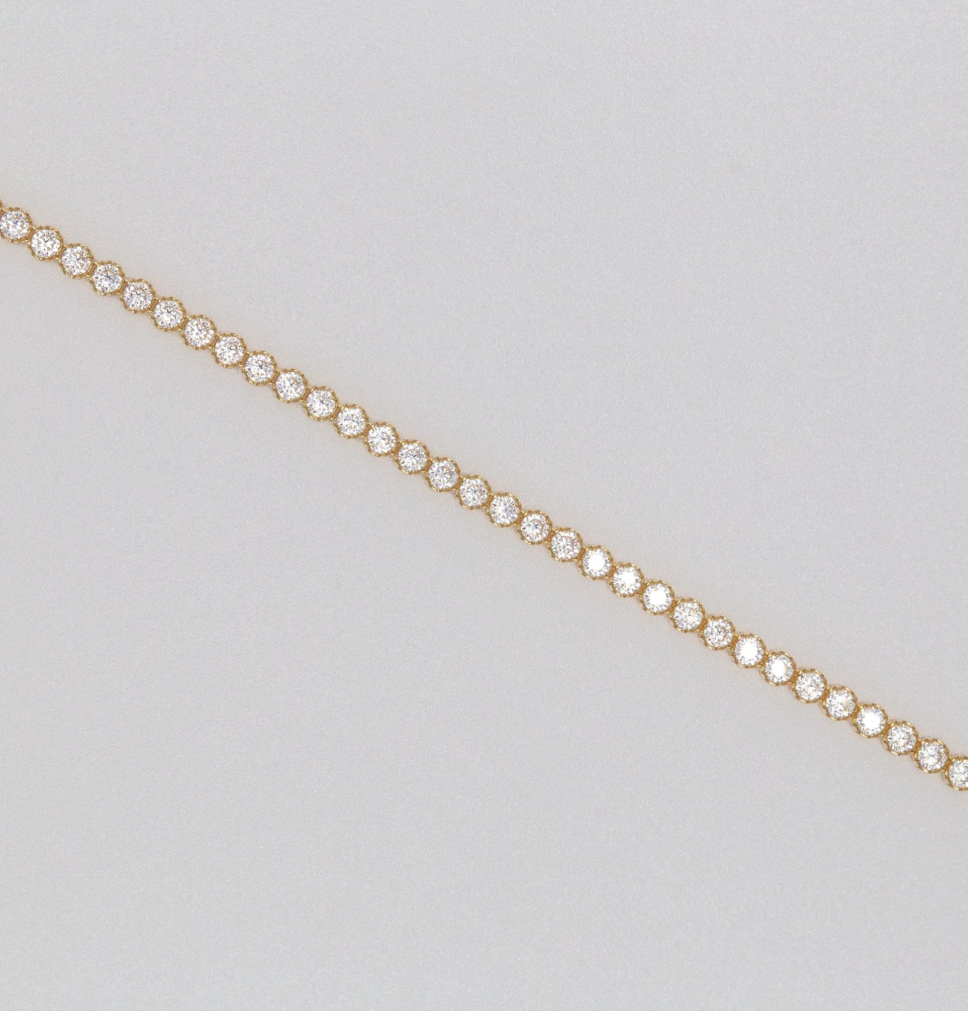 14 KT Solid Yellow Gold White Stoned Tennis Bracelet TK GOLD