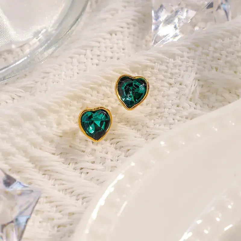 14KT Gold Plated Sweet Simple Style Heart Shaped Ear Studs TK GOLD