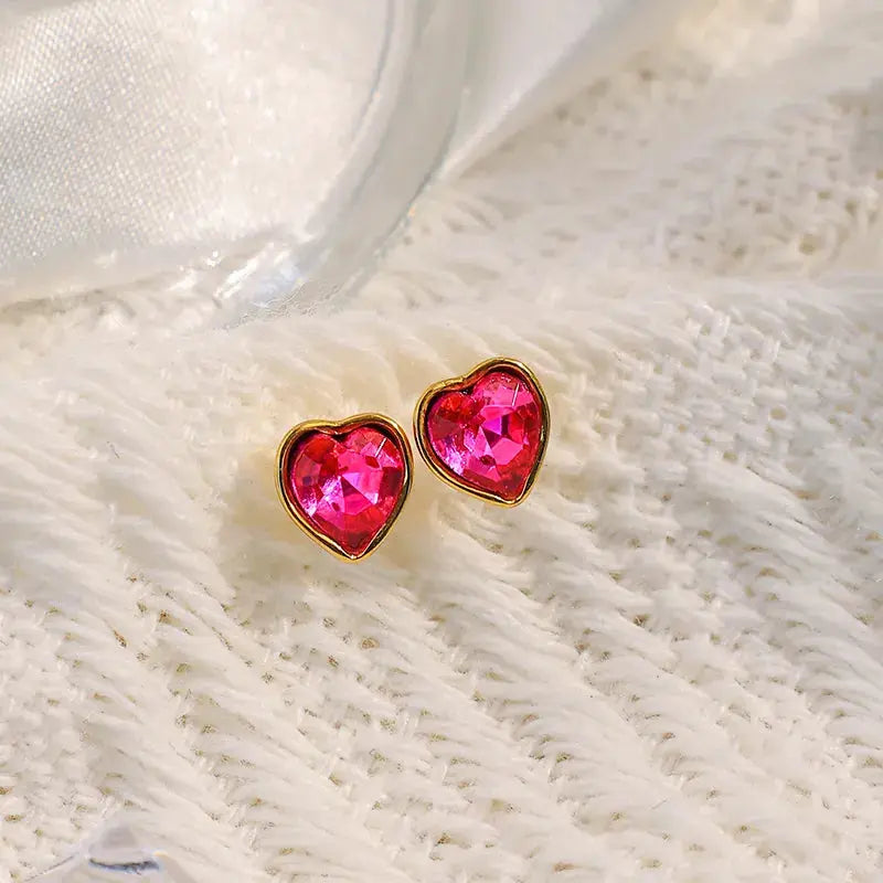 14KT Gold Plated Sweet Simple Style Heart Shaped Ear Studs TK GOLD