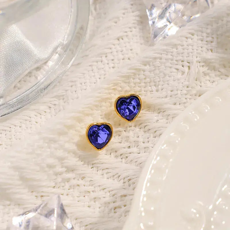 14KT Gold Plated Sweet Simple Style Heart Shaped Ear Studs TK GOLD