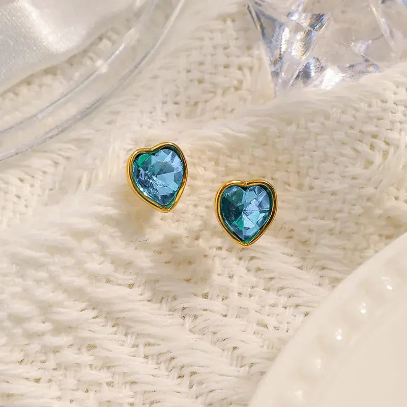 14KT Gold Plated Sweet Simple Style Heart Shaped Ear Studs TK GOLD