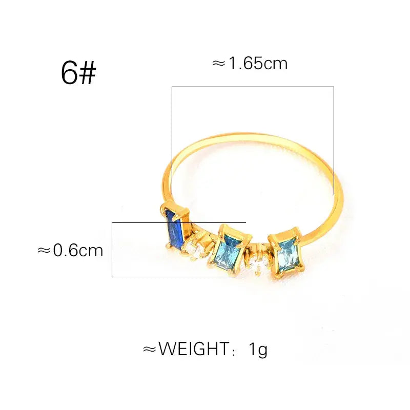 18 KT Gold Plated Blue Stone Ring - TK GOLD 